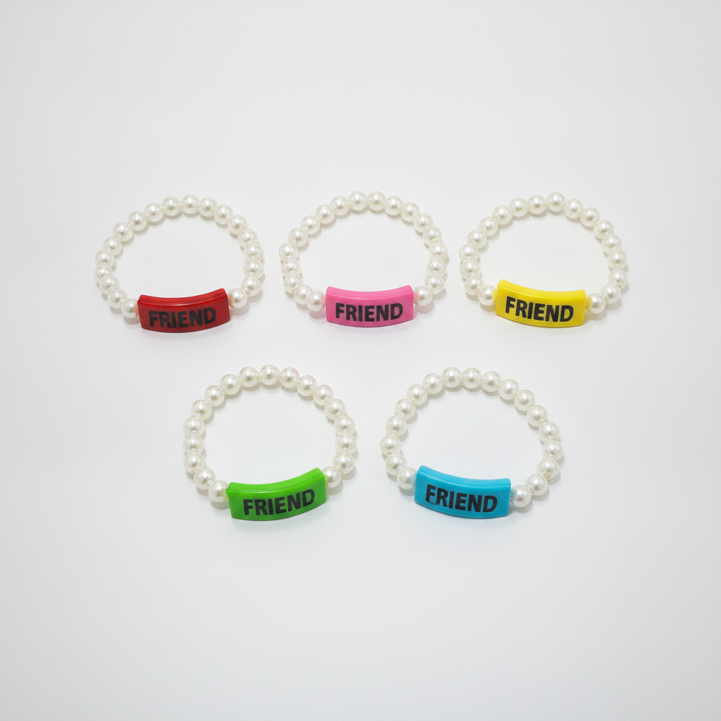 FRIEND Pearl Bead Bracelet – Colorful Friendship Band
