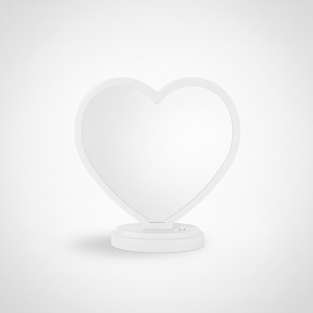 Heart-Shaped Magic Mirror Vanity Stand – White Frame
