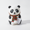 Cute Panda Figurine with Festive Red & Green Scarf