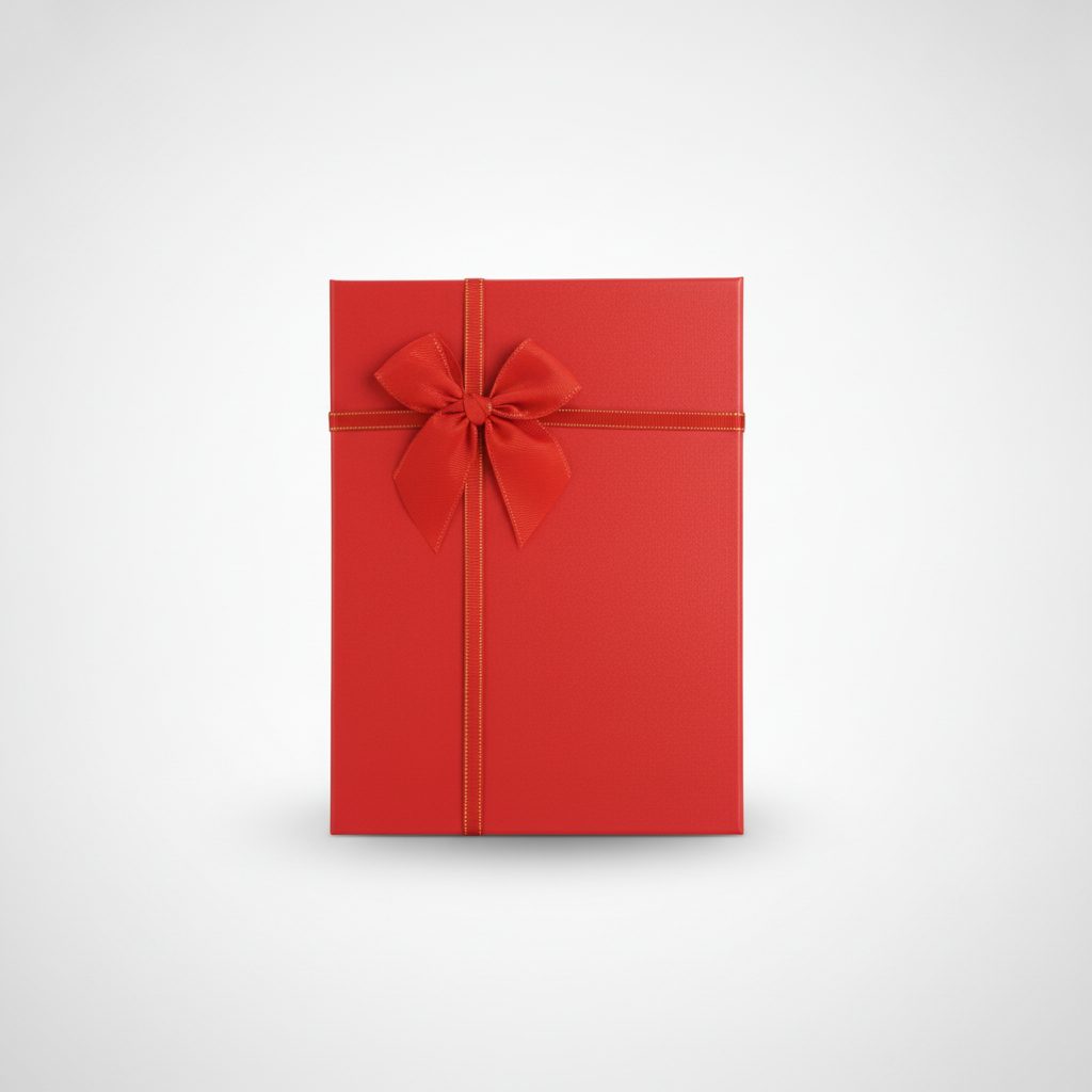 Elegant Red Gift Hamper Box with Satin Bow Ribbon