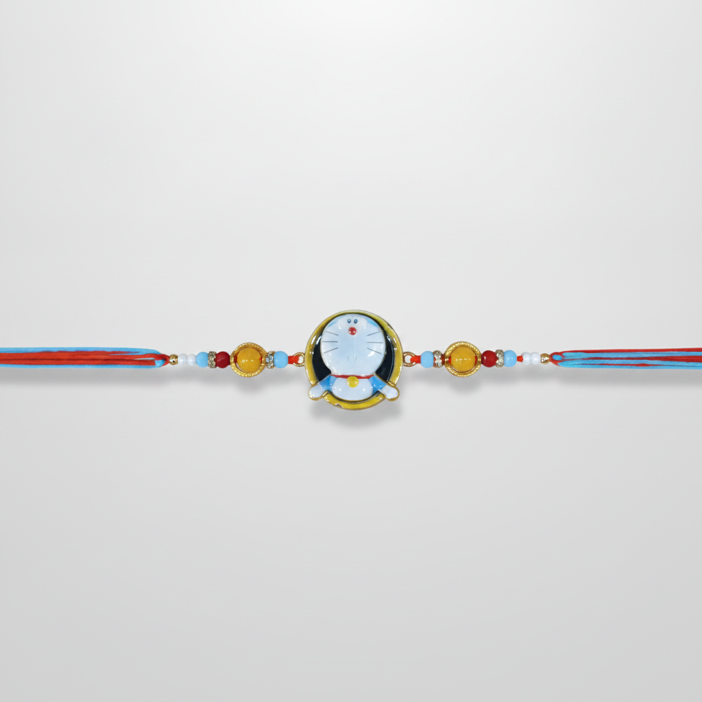 Doraemon Kids Rakhi with Colourful Beads & Thread