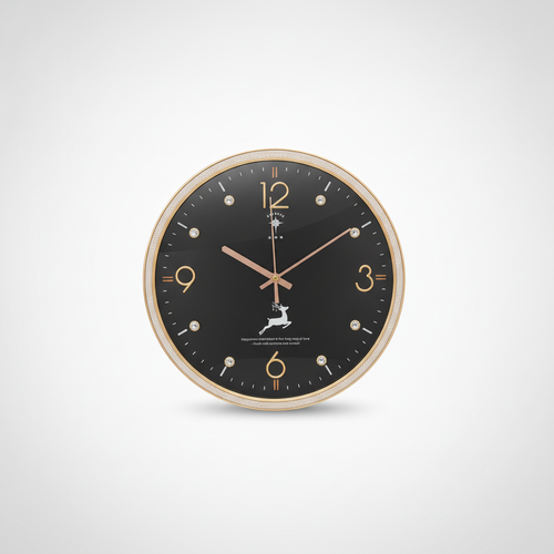 Polaris Luxury Wall Clock with Gold Frame & Crystal Bezel