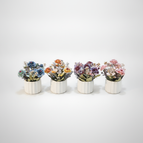 Mini Artificial Flower Pot – Ceramic Bonsai Decor