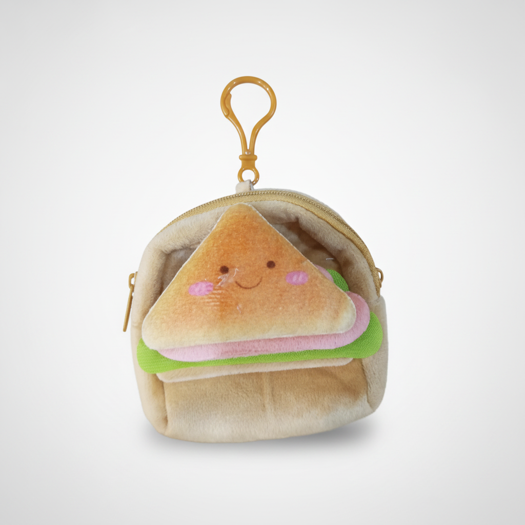 Cute Sandwich Plush Mini Bag Keychain Coin Purse