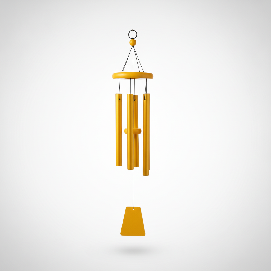 Golden Wind Chime with 5 Aluminum Tubes – Nature's Melody