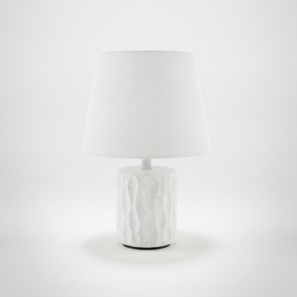 Modern Concrete-Look Table Lamp with Linen Shade
