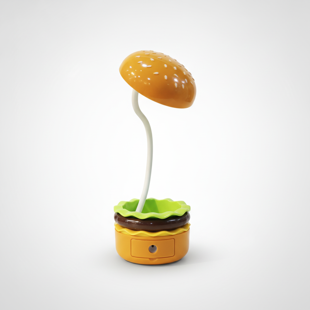 Burger-Shaped Rechargeable Desk Lamp with Pencil Sharpener