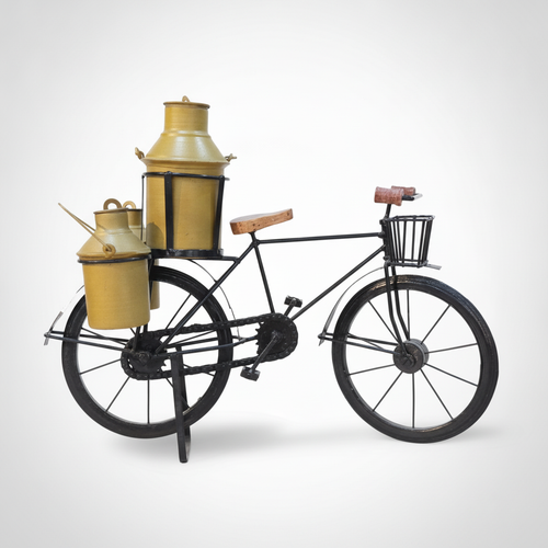 Vintage Milk Man Bicycle Decorative Metal Showpiece