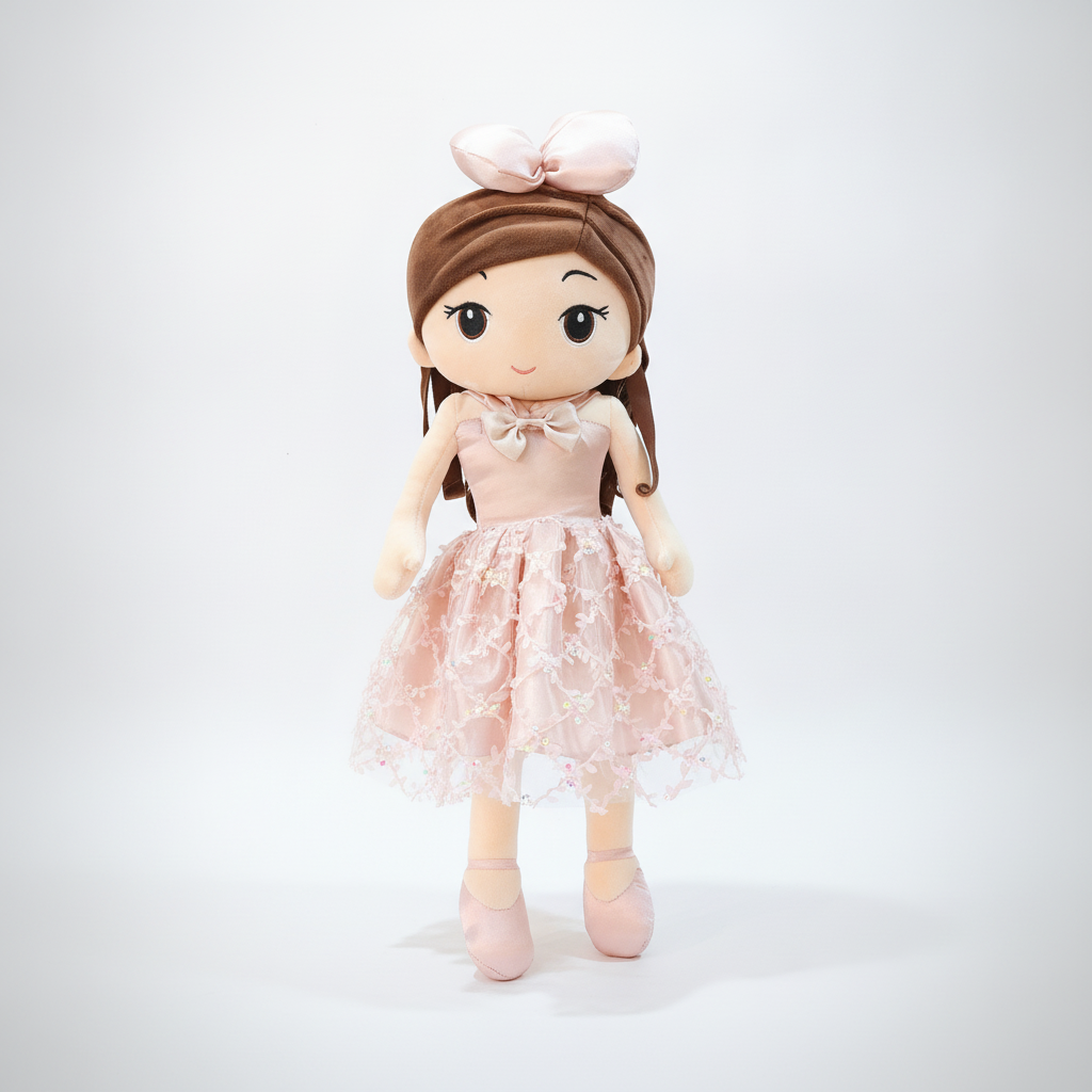 Ballerina Girl Soft Plush Doll – Floral Tutu Dress