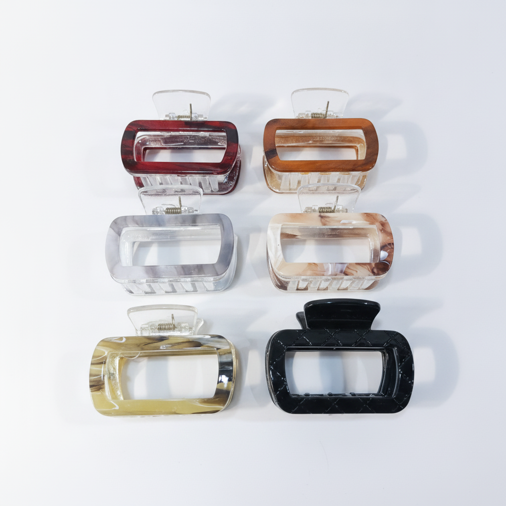 Rectangle Acrylic Claw Hair Clips – Set of 6 Colors