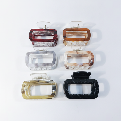 Rectangle Acrylic Claw Hair Clips – Set of 6 Colors