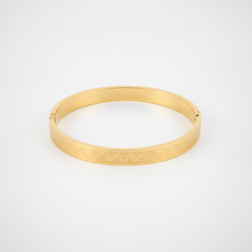 Men's Gold-Tone Greek Key Bangle Bracelet