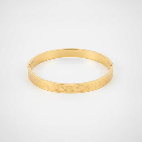 Men's Gold-Tone Greek Key Bangle Bracelet