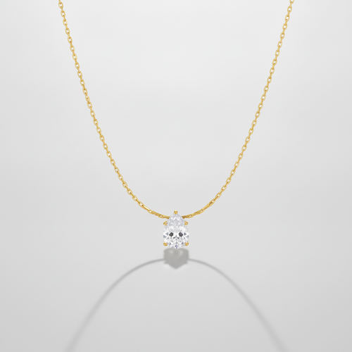 Dainty Gold Chain Necklace with Teardrop Crystal Pendant