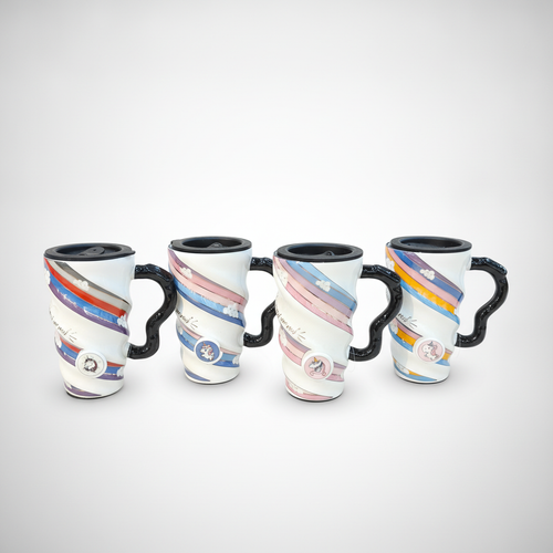 Unicorn Rainbow Swirl Ceramic Travel Mug with Lid