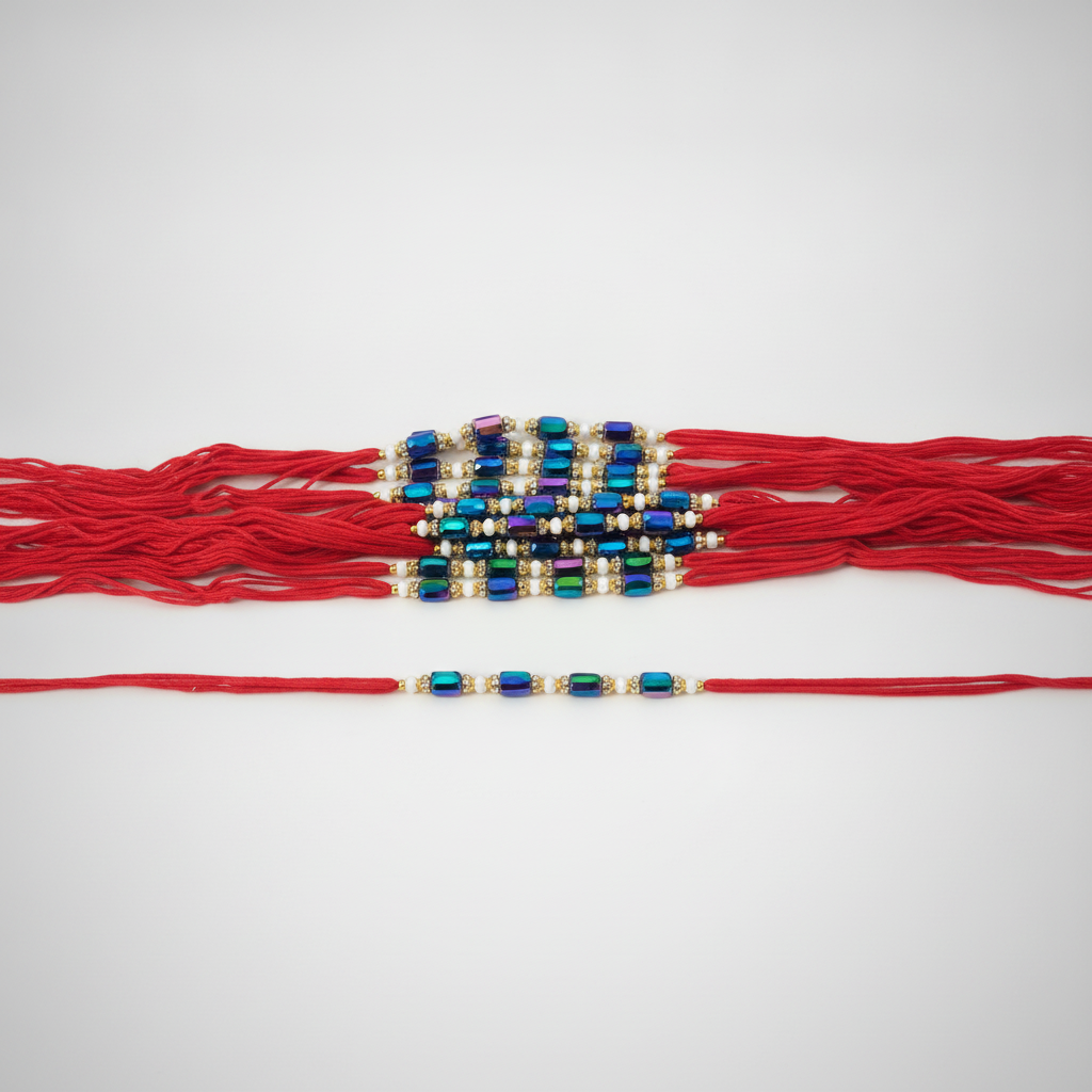Beaded Crystal Rakhi Bracelets – Set of 12