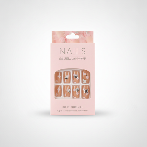 Press-On Nails with Silver Charms – Kids & Adults, 12pcs
