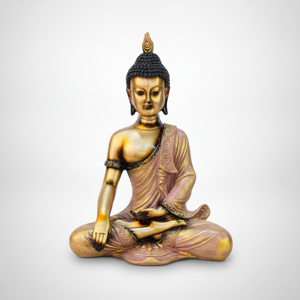Golden Meditating Buddha Statue – Bhumisparsha Mudra