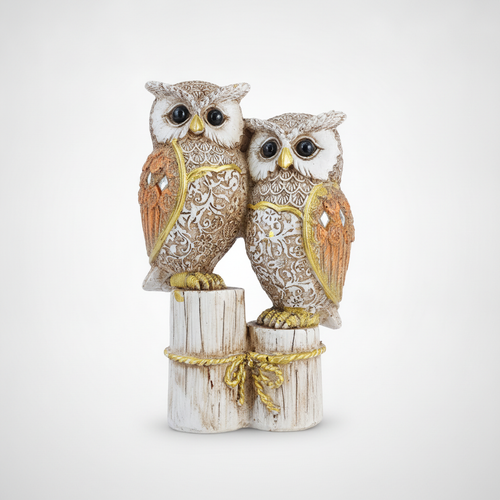 Elegant Twin Owl Couple Decorative Showpiece Figurine