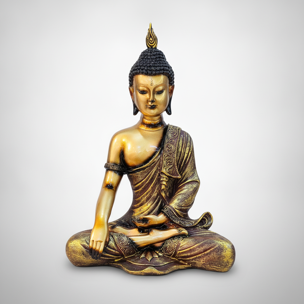 Golden Meditating Buddha Statue – Thai Style Décor Figurine