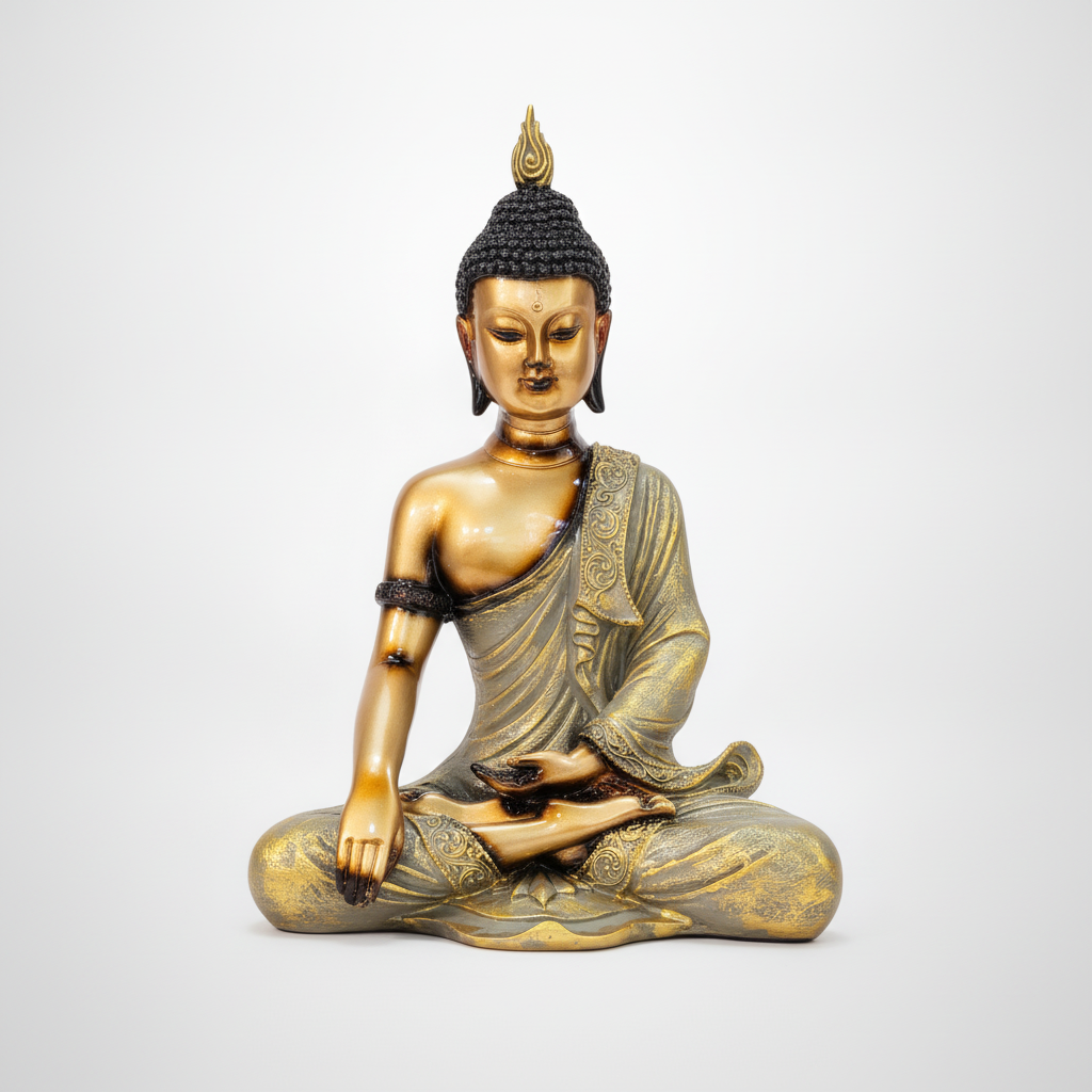 Golden Thai Buddha Statue – Bhumisparsha Mudra Figurine