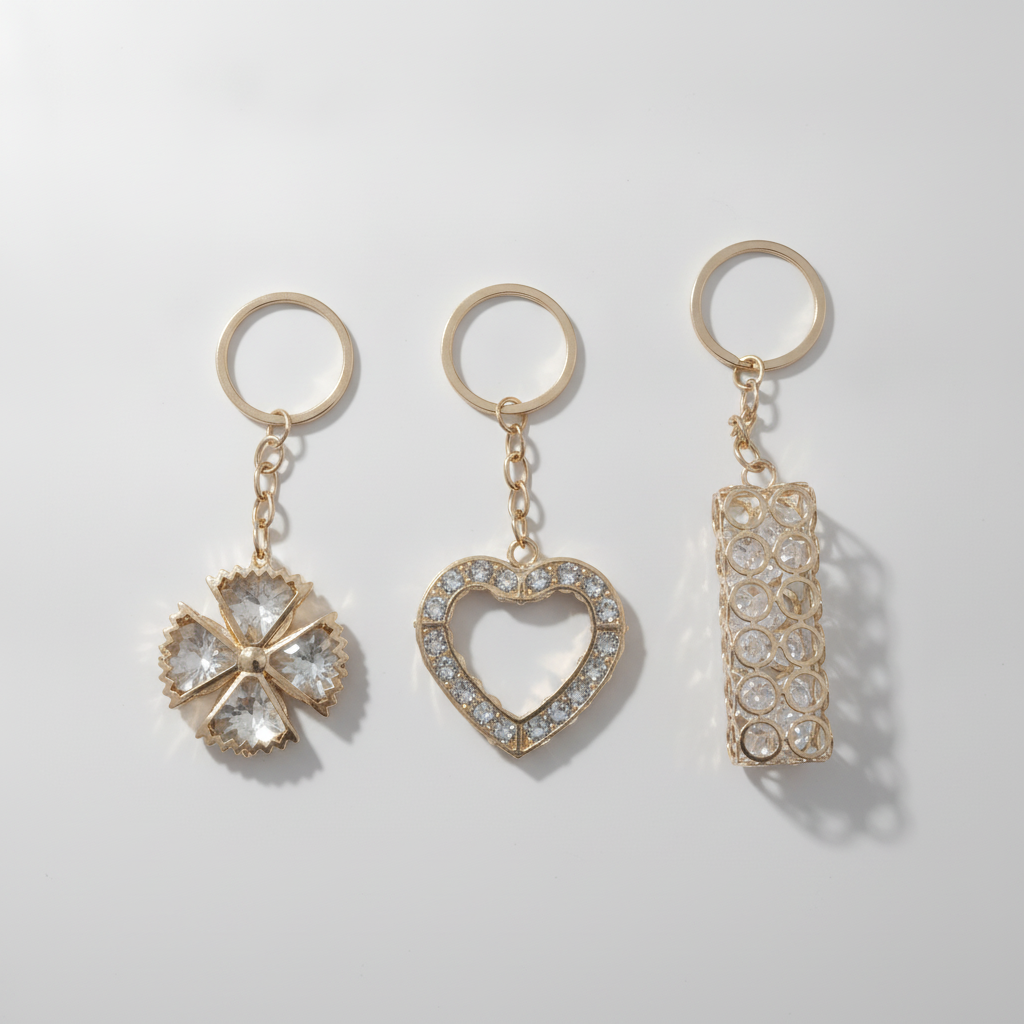 Crystal Stone Keychains – Elegant Rhinestone Charm Set of 3