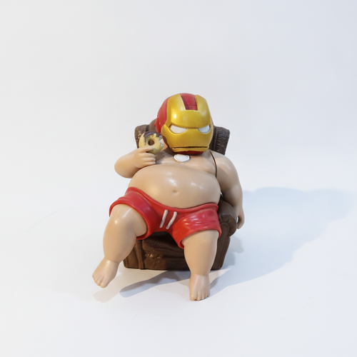 Fat Iron Man Lazy Hero Sitting Figure – Novelty Desk Toy