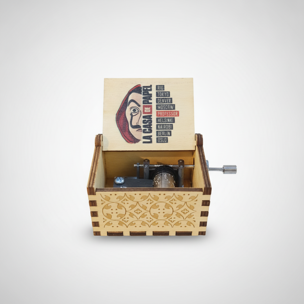 La Casa de Papel Wooden Hand-Crank Music Box