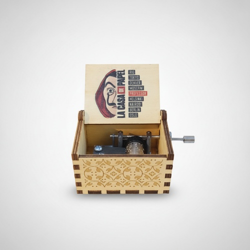 La Casa de Papel Wooden Hand-Crank Music Box
