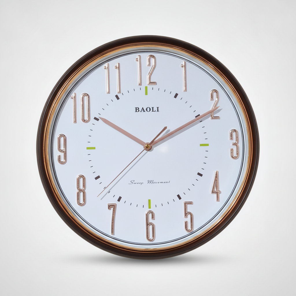 Baoli Sweep Movement Round Wall Clock – Rose Gold