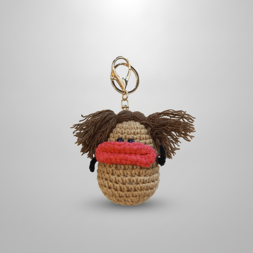 Qurosiya Handmade Crochet Character Keychain Charm