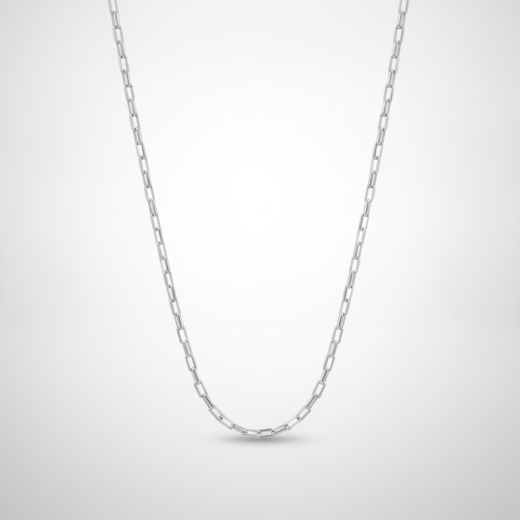 Men's Silver Box Link Chain Necklace