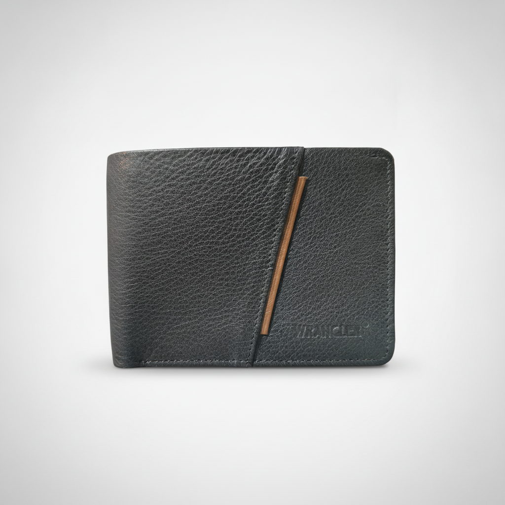 Wrangler Men's Black Pebbled Leather Bifold Wallet