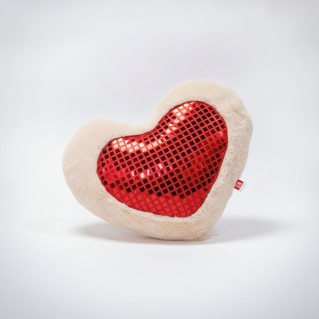 Heart-Shaped Plush Soft Toy with Sparkling Sequin Detail