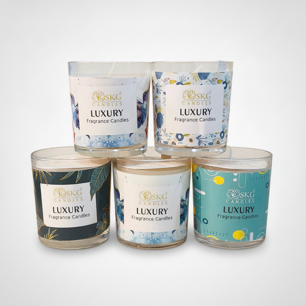 SKG Luxury Fragrance Candles – Set of 5 Glass Jar Candles