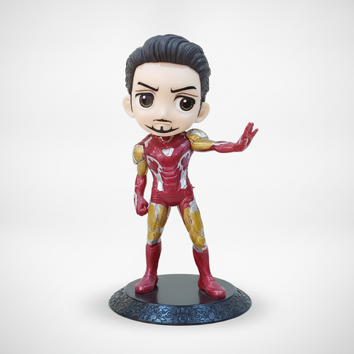 Iron Man Tony Stark Chibi Figure Statue on Display Base