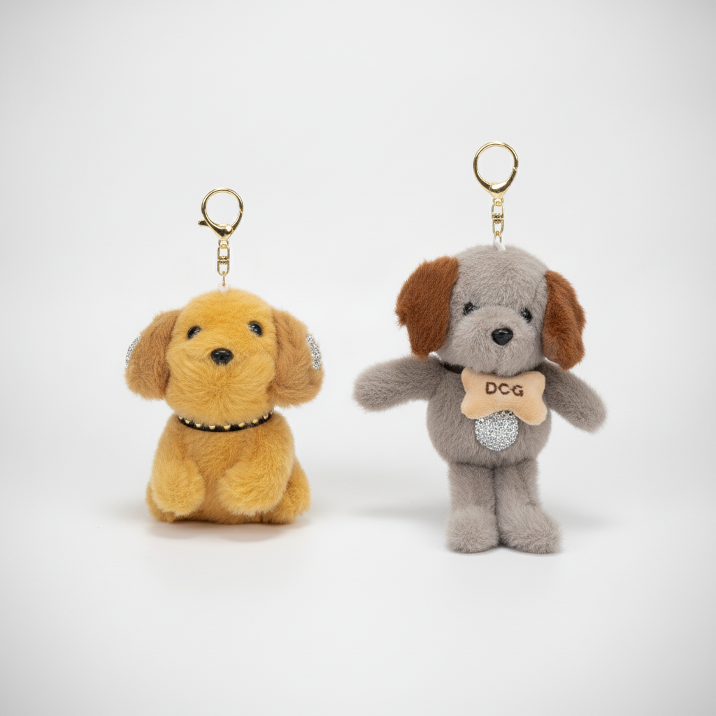 Adorable Plush Puppy Dog Keychain Soft Toy Charm