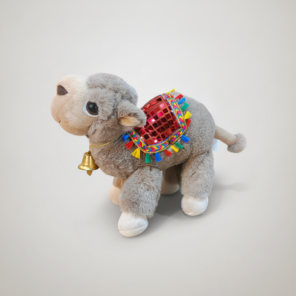 Decorative Camel Soft Toy with Colorful Saddle & Bell