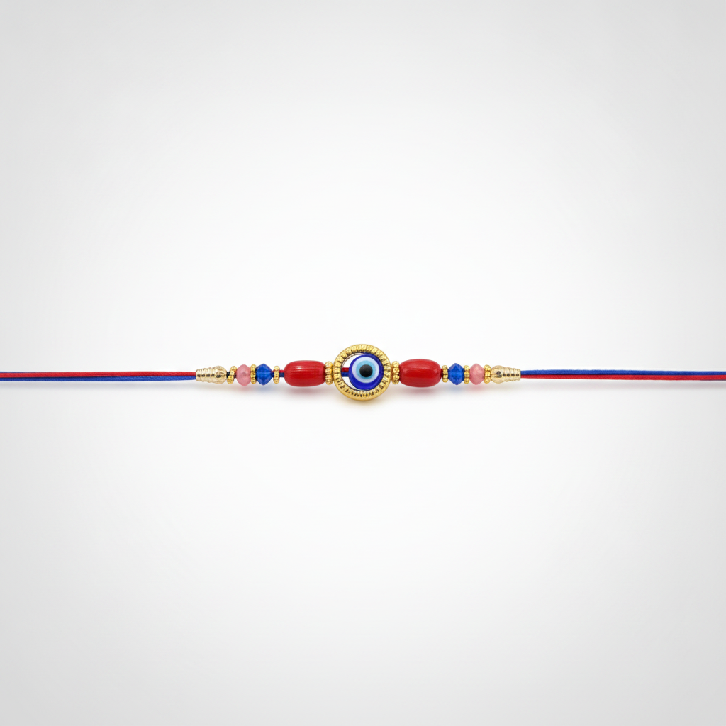 Evil Eye Rakhi Bracelet – Red & Blue Beaded Wristband