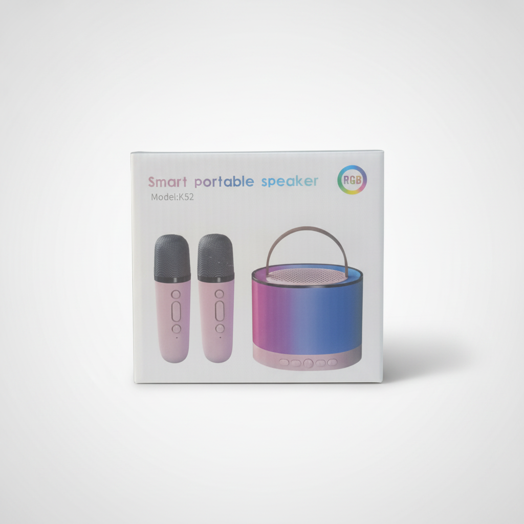 RGB Smart Portable Karaoke Speaker with 2 Wireless Mics