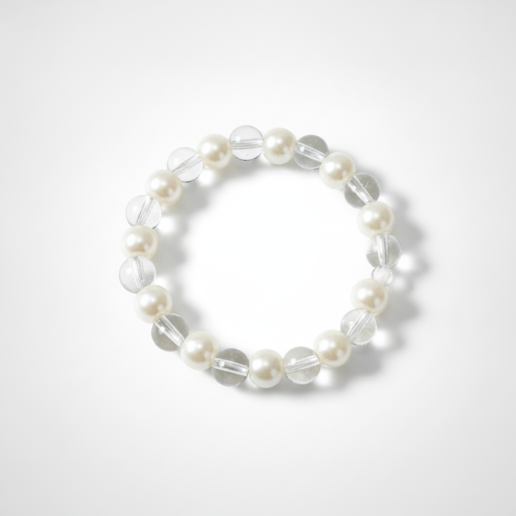 Pearl & Clear Crystal Beaded Stretch Bracelet