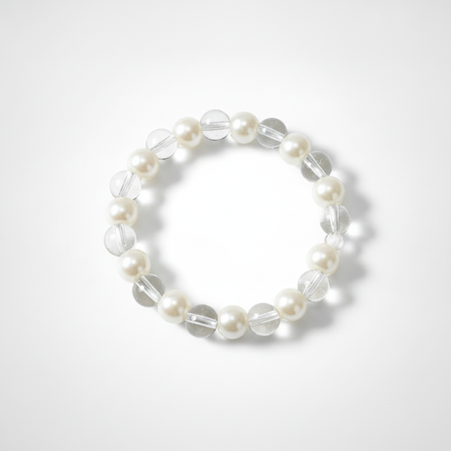 Pearl & Clear Crystal Beaded Stretch Bracelet