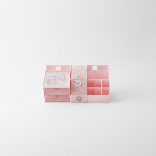 NiuNiu PikaBox Plus Pink Kawaii Desk Organizer with Drawers