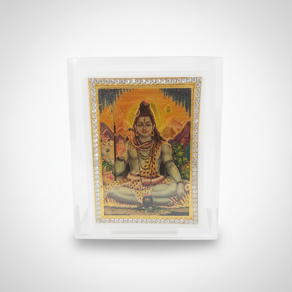 Lord Shiva Acrylic Photo Frame with Crystal Border