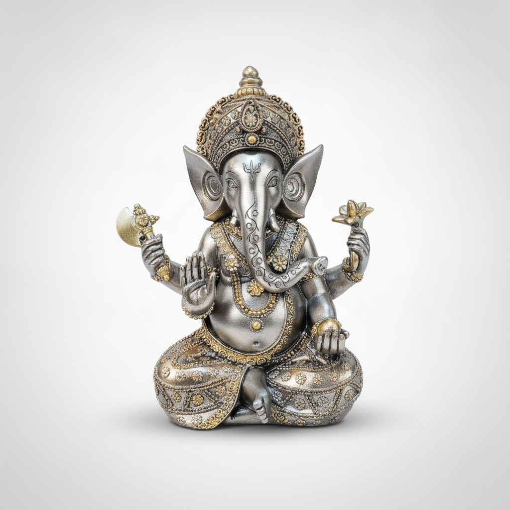 Lord Ganesha Idol Decorative Statue – Bronze & Gold Finish