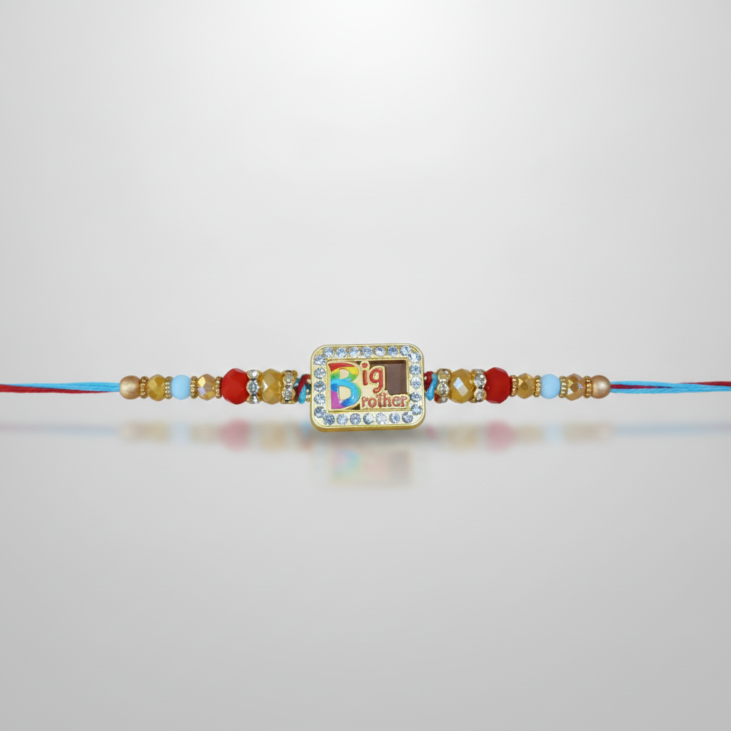 Big Brother Rakhi with Colorful Beads & Crystal Charm