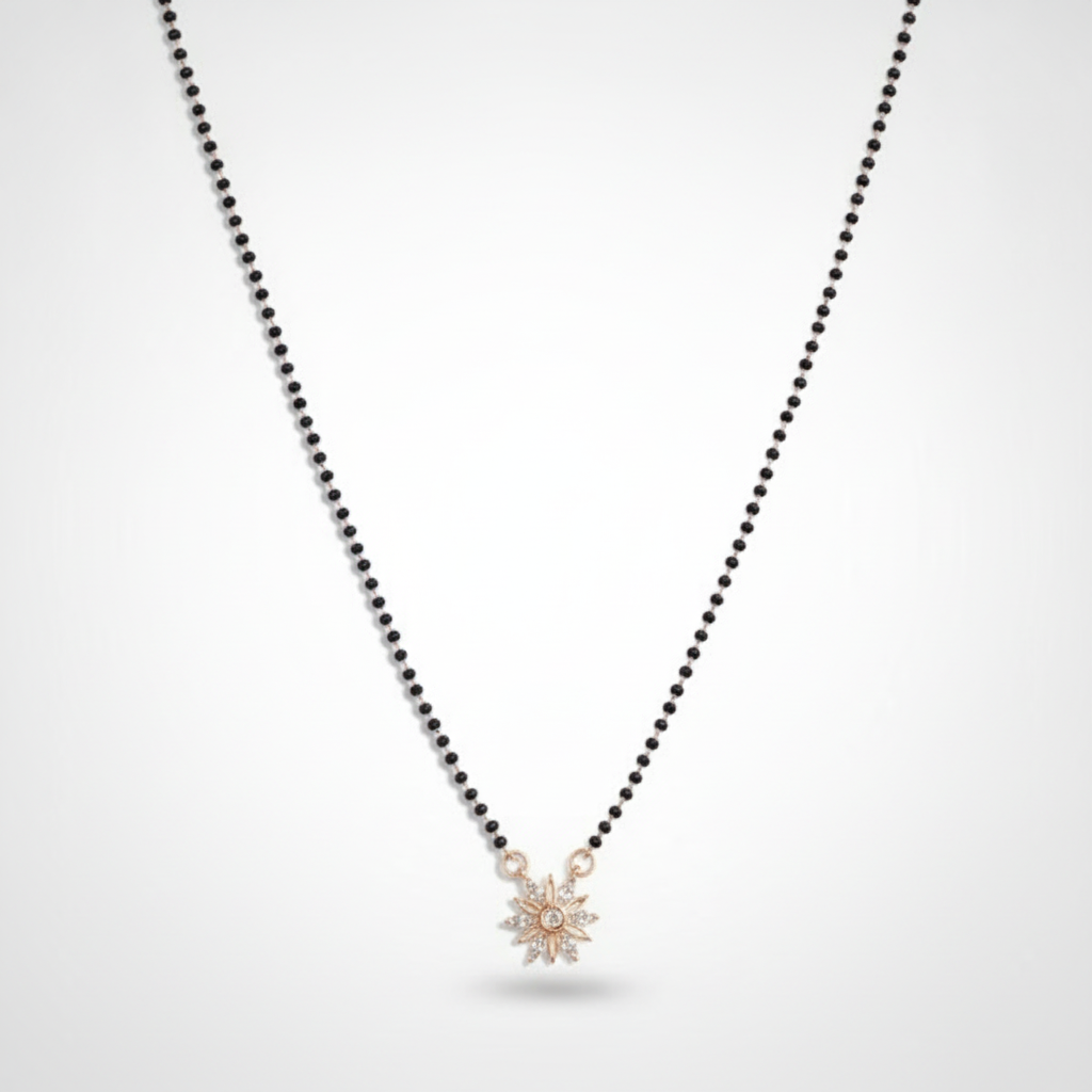 Delicate Black Bead Mangalsutra with Star Pendant
