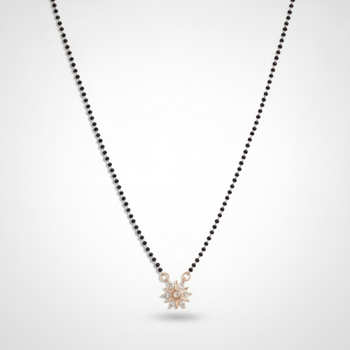 Delicate Black Bead Mangalsutra with Star Pendant