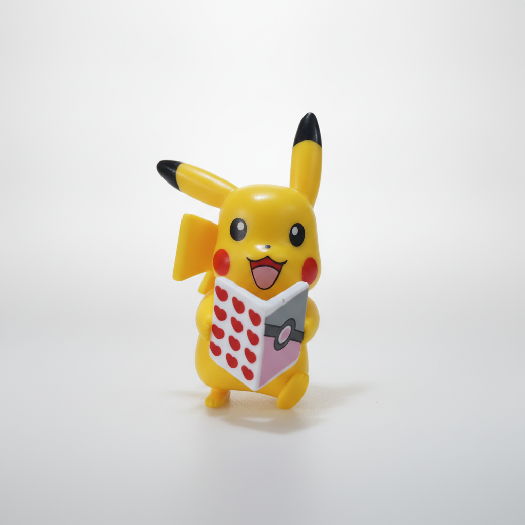 Pikachu Action Figure Holding Pokémon Card Binder