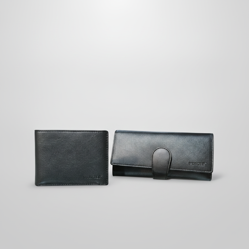 Wrangler His & Hers Black Leather Wallet Combo Set
